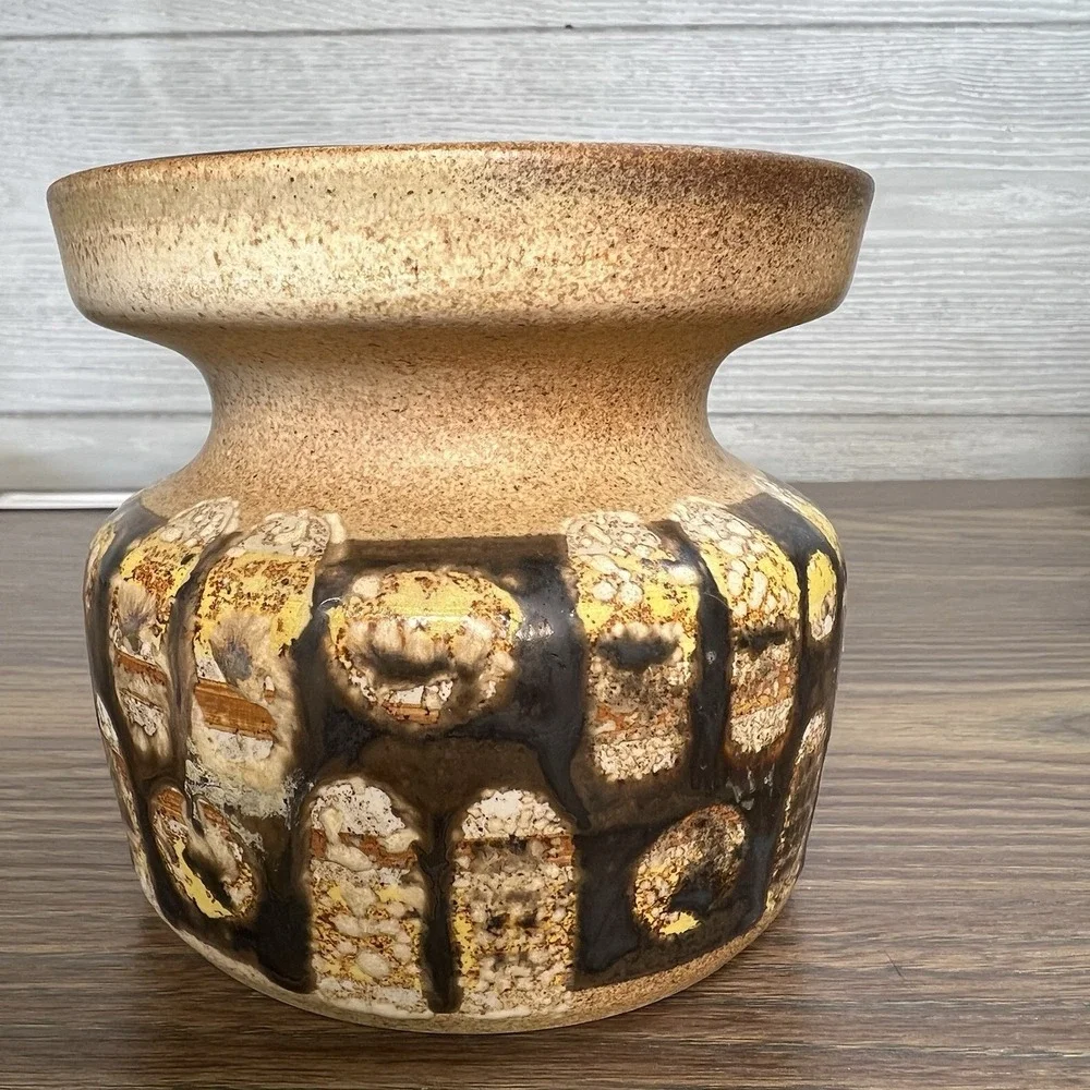 VTG‎ Lapid Israel Pottery Vase Handpainted Sara L Brutalist MCM Israeli Art
